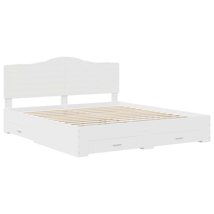 Sengestel med skuffe Hvid 180 x 200 cm Konstrueret træ