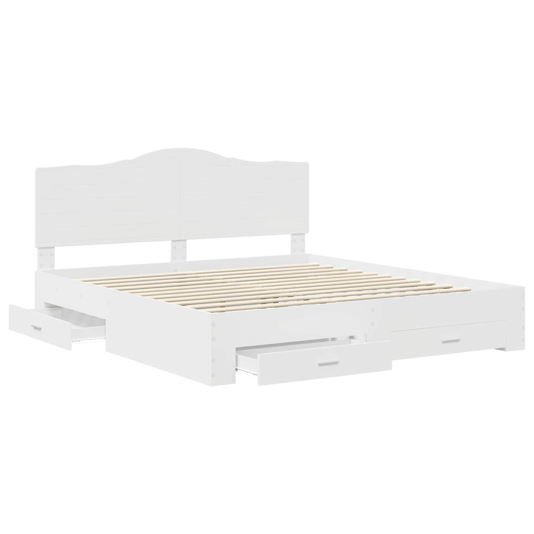 Sengestel med skuffe Hvid 180 x 200 cm Konstrueret træ