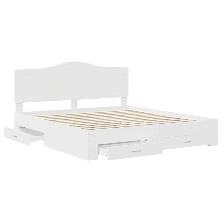 Sengestel med skuffe Hvid 180 x 200 cm Konstrueret træ