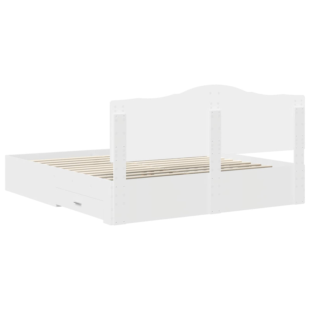 Sengestel med skuffe Hvid 180 x 200 cm Konstrueret træ