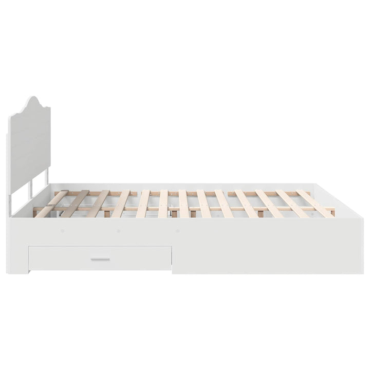 Sengestel med skuffe Hvid 180 x 200 cm Konstrueret træ