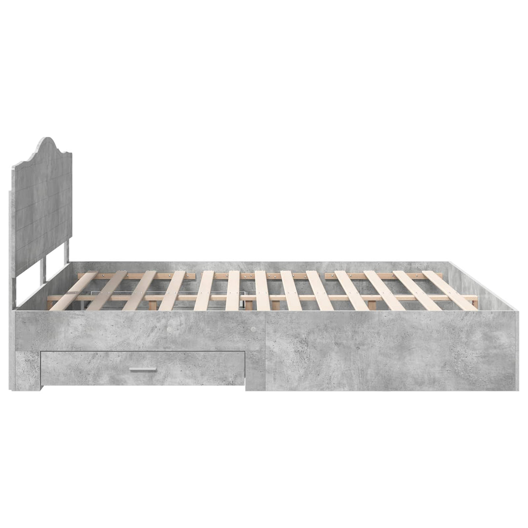 Sengestel med skuffe Beton Grå 180 x 200 cm Konstrueret træ