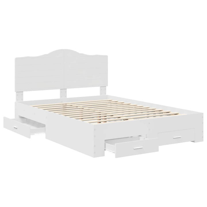 Sengestel med skuffe Hvid 160 x 200 cm Konstrueret træ