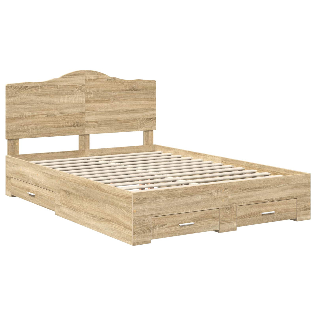 Sengestel med skuffe Sonoma eg 150 x 200 cm Konstrueret træ