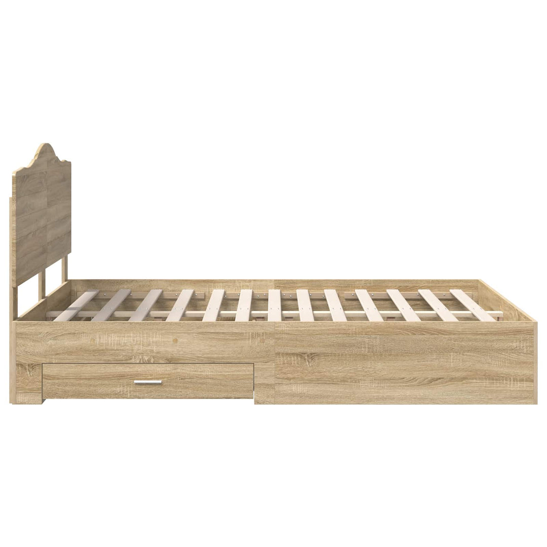Sengestel med skuffe Sonoma eg 150 x 200 cm Konstrueret træ