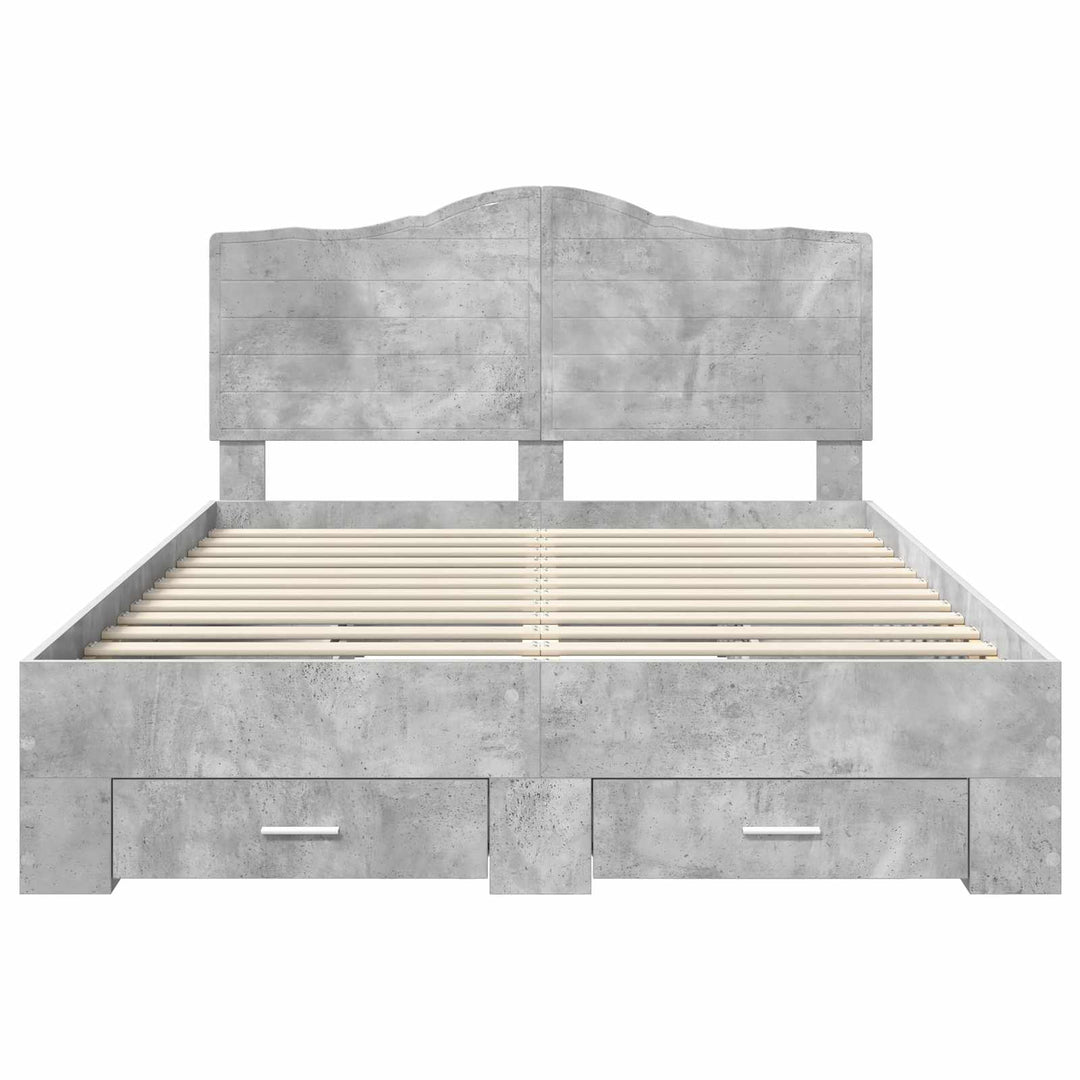 Sengestel med skuffe Beton Grå 150 x 200 cm Konstrueret træ