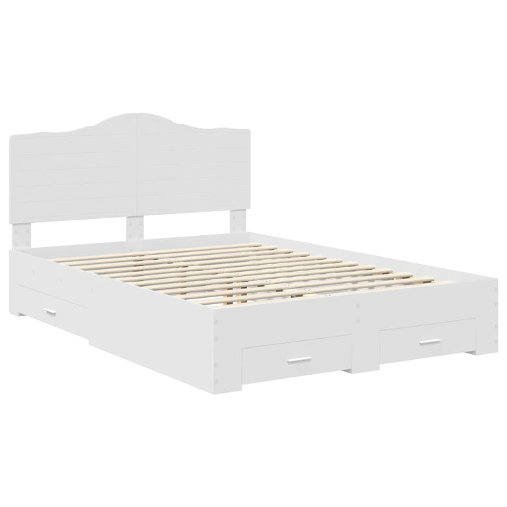 Sengestel med skuffe Hvid 140 x 200 cm Konstrueret træ