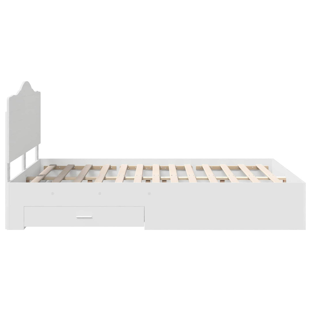 Sengestel med skuffe Hvid 140 x 200 cm Konstrueret træ