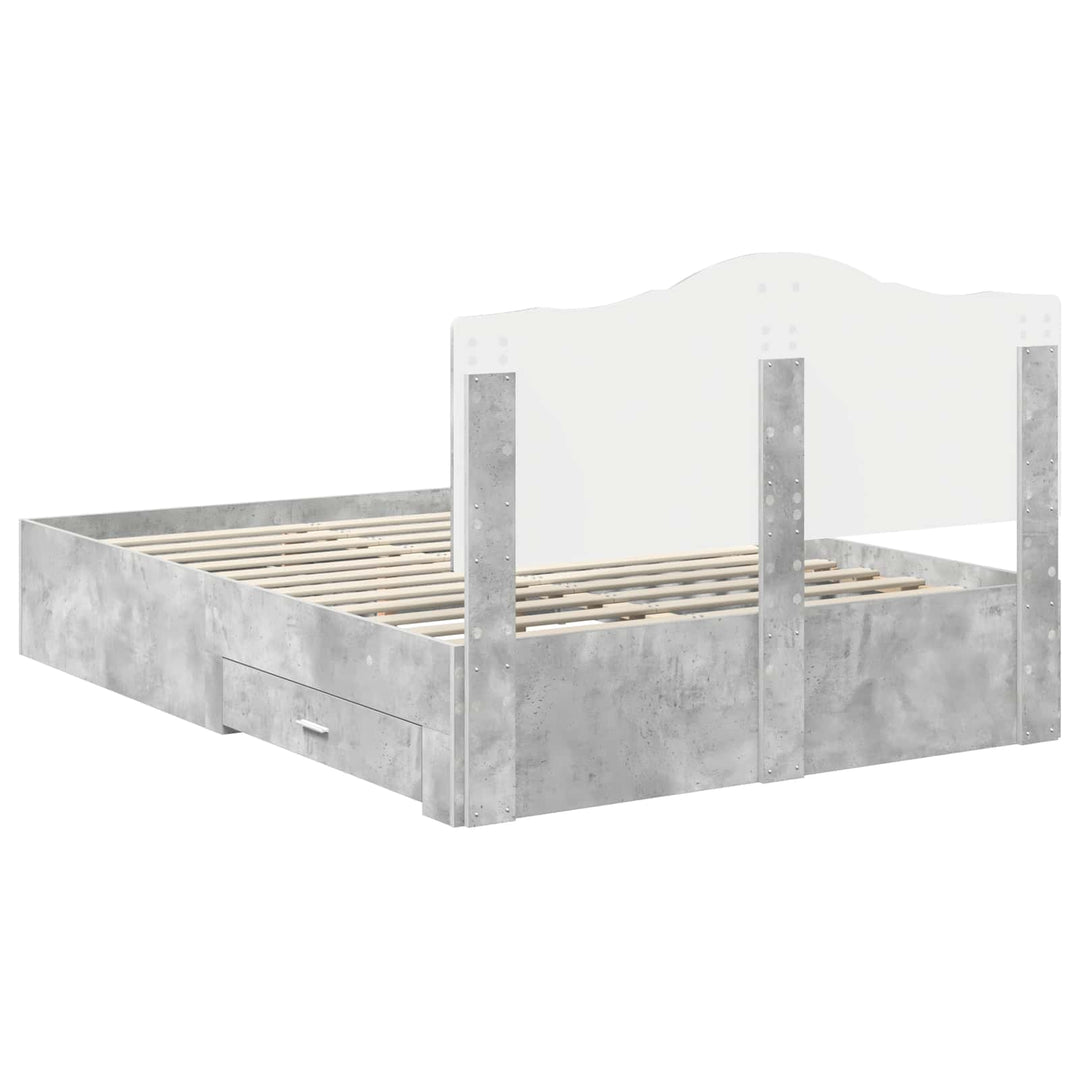 Sengestel med hovedgærde Beton Grå 140 x 200 cm Konstrueret træ