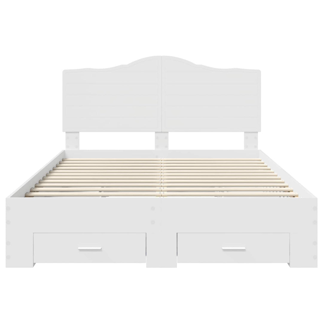 Sengestel med skuffe Hvid 140 x 190 cm Konstrueret træ