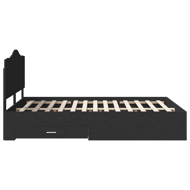 Sengestel med hovedgærde Sort 140 x 190 cm Konstrueret træ