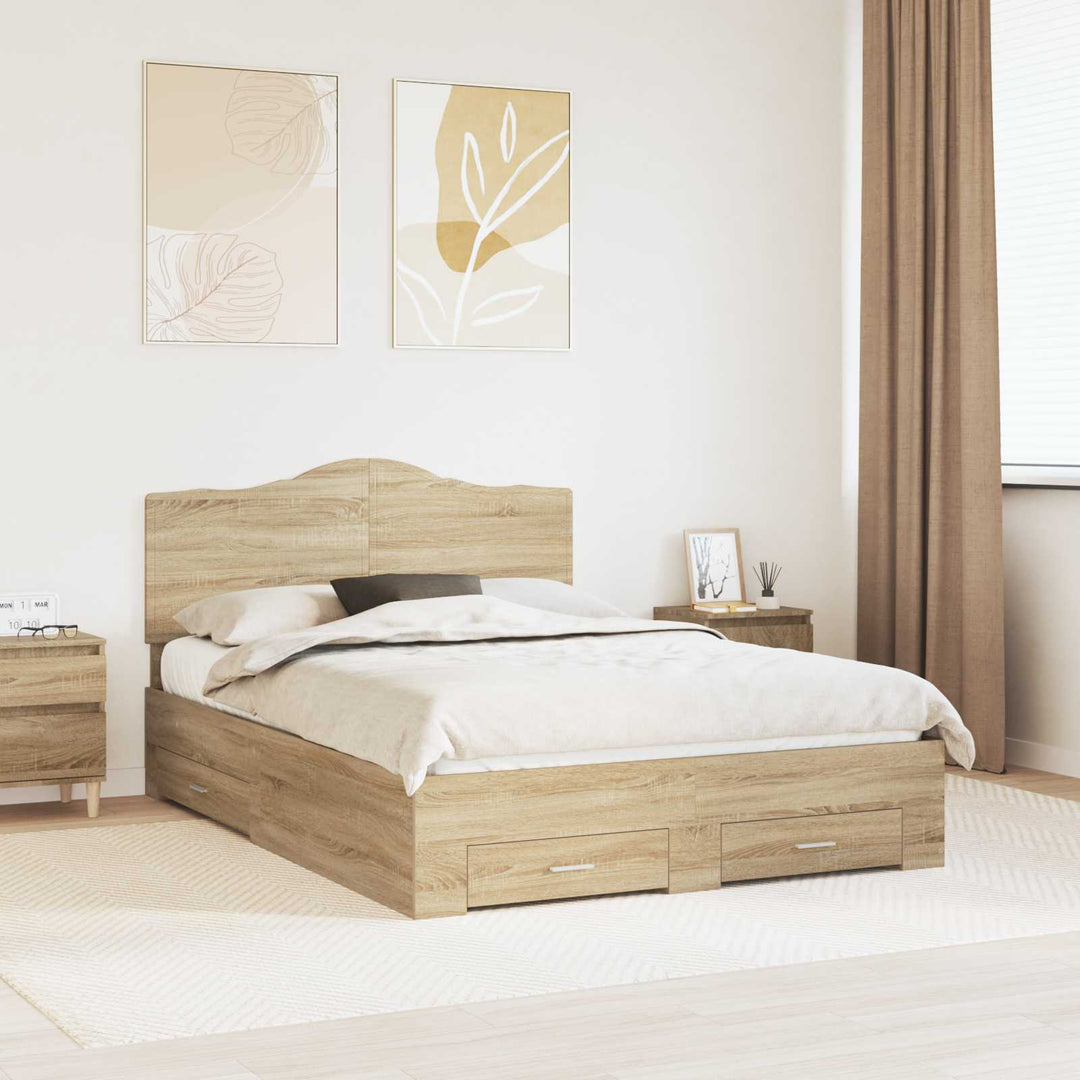 Sengestel med hovedgærde Sonoma eg 140 x 190 cm Konstrueret træ