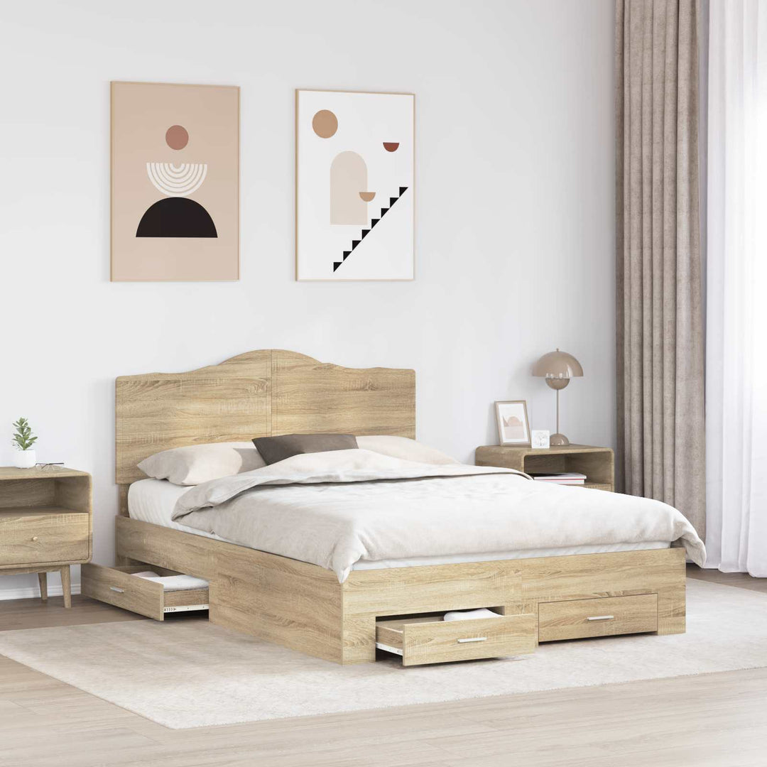Sengestel med hovedgærde Sonoma eg 140 x 190 cm Konstrueret træ