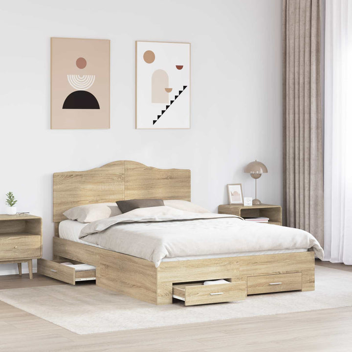 Sengestel med hovedgærde Sonoma eg 140 x 190 cm Konstrueret træ