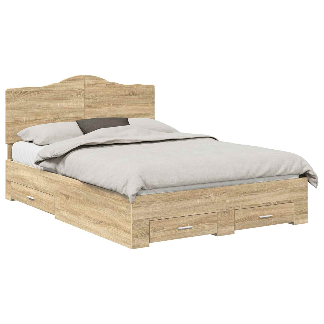 Sengestel med hovedgærde Sonoma eg 140 x 190 cm Konstrueret træ