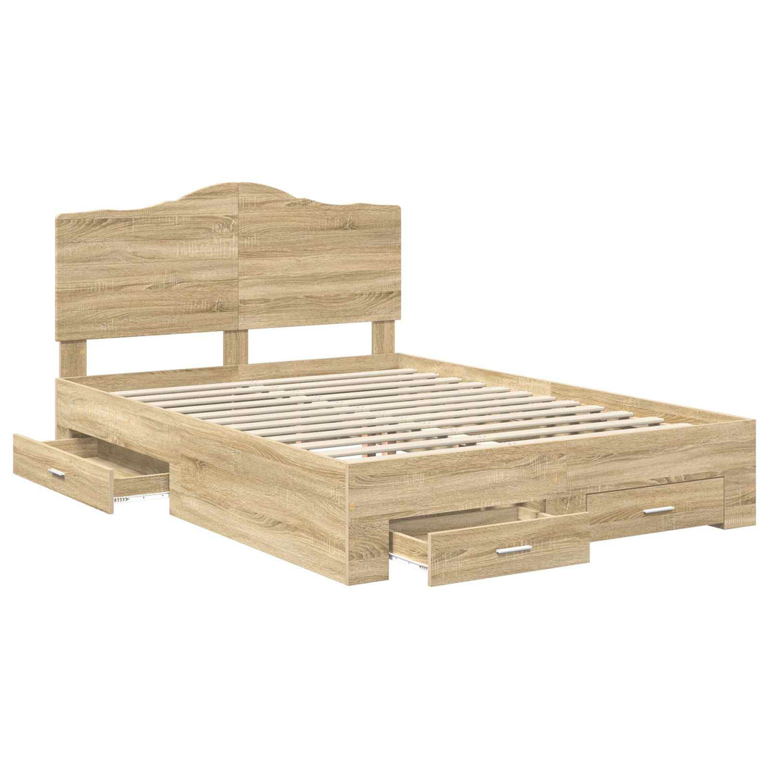 Sengestel med hovedgærde Sonoma eg 140 x 190 cm Konstrueret træ