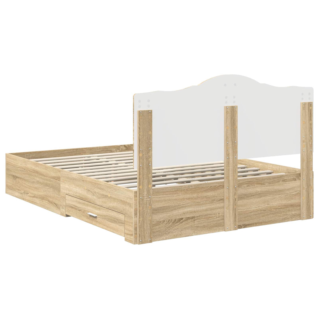 Sengestel med hovedgærde Sonoma eg 140 x 190 cm Konstrueret træ