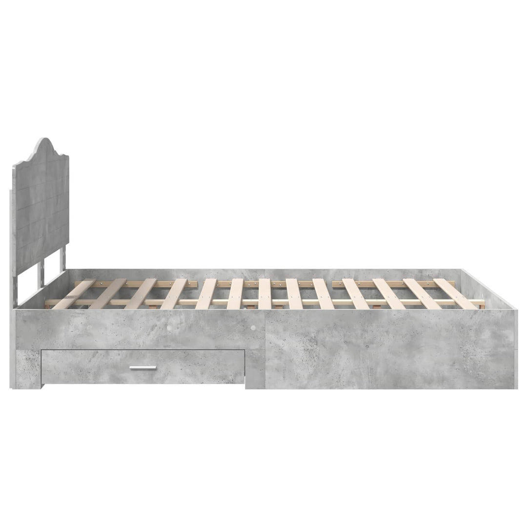 Sengestel med hovedgærde Beton Grå 140 x 190 cm Konstrueret træ