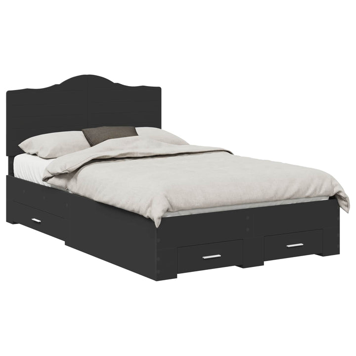 Sengestel med skuffe Sort 135 x 190 cm Konstrueret træ