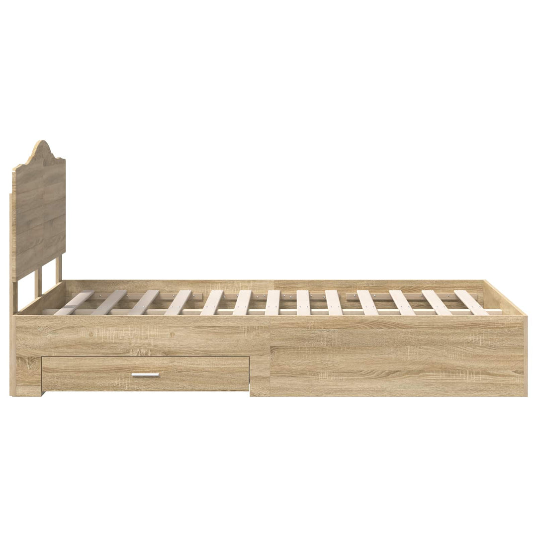 Sengestel med skuffe Sonoma eg 135 x 190 cm Konstrueret træ