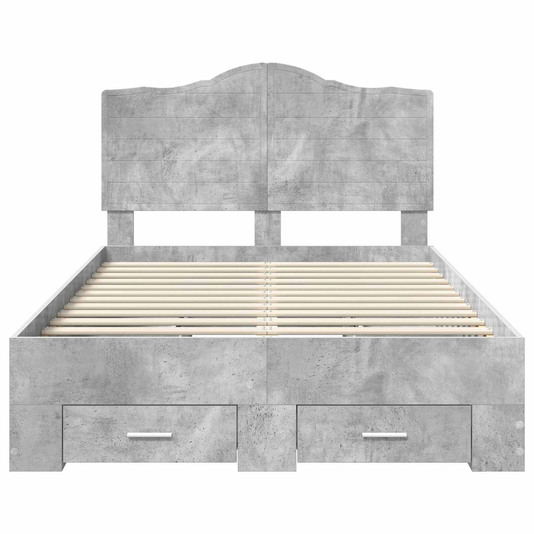 Sengestel med skuffe Beton Grå 135 x 190 cm Konstrueret træ