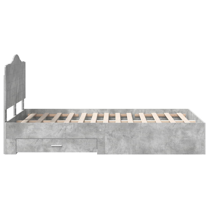 Sengestel med skuffe Beton Grå 135 x 190 cm Konstrueret træ