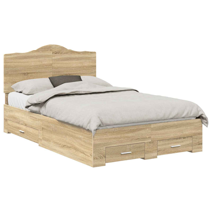 Sengestel med skuffe Sonoma eg 120 x 200 cm Konstrueret træ