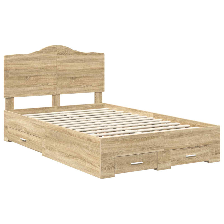Sengestel med skuffe Sonoma eg 120 x 200 cm Konstrueret træ