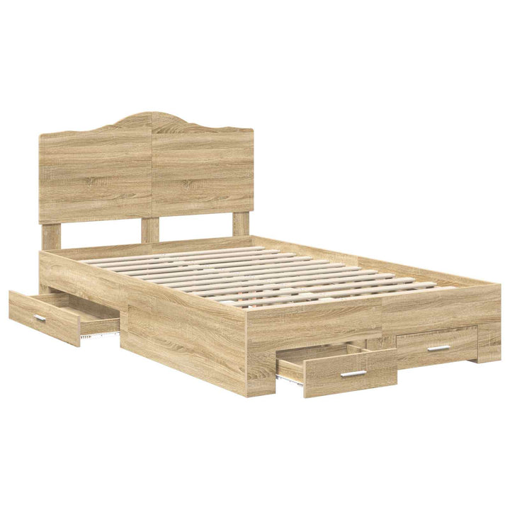 Sengestel med skuffe Sonoma eg 120 x 200 cm Konstrueret træ