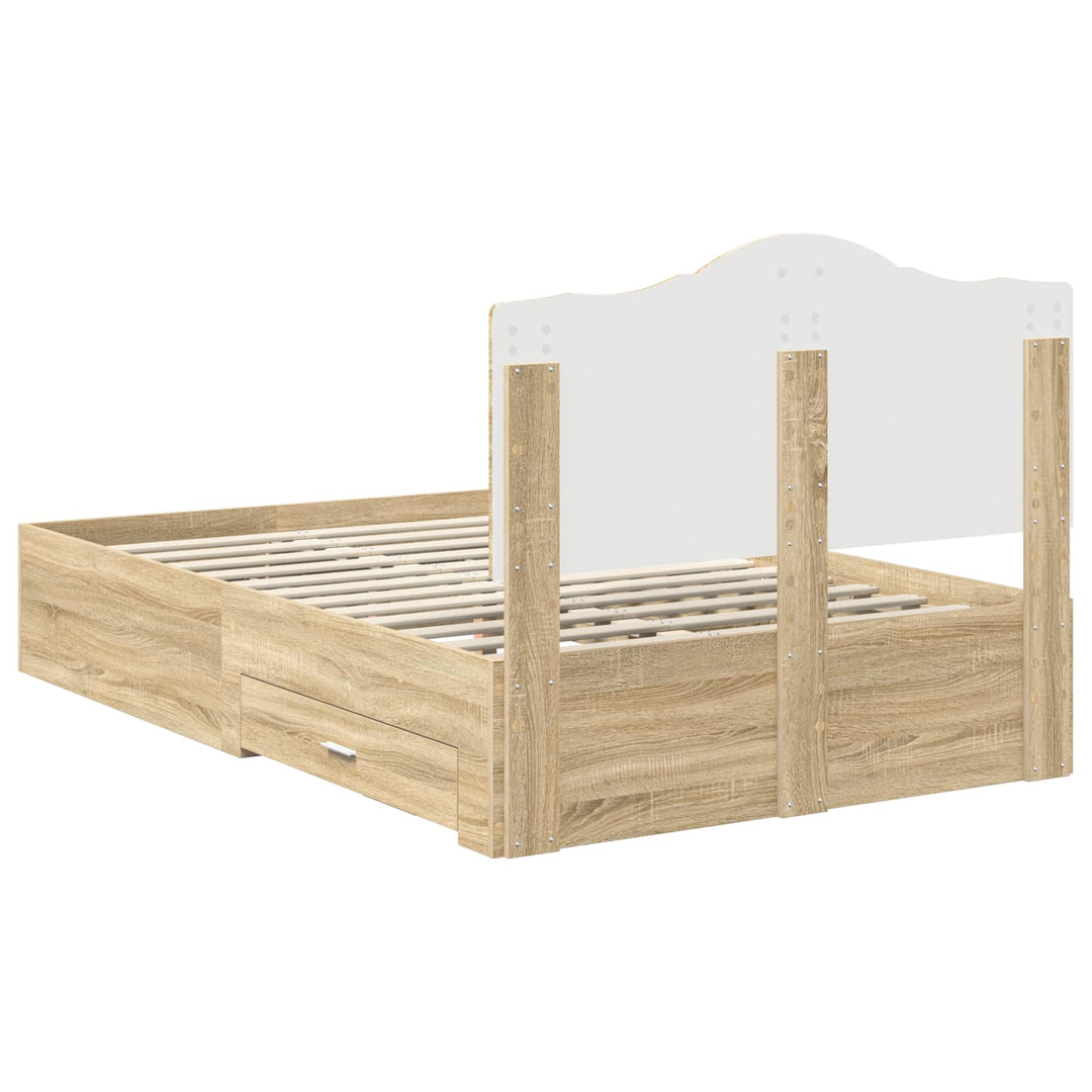 Sengestel med skuffe Sonoma eg 120 x 200 cm Konstrueret træ