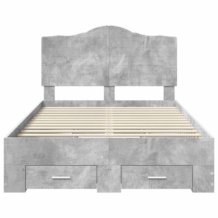 Sengestel med skuffe Beton Grå 120 x 200 cm Konstrueret træ