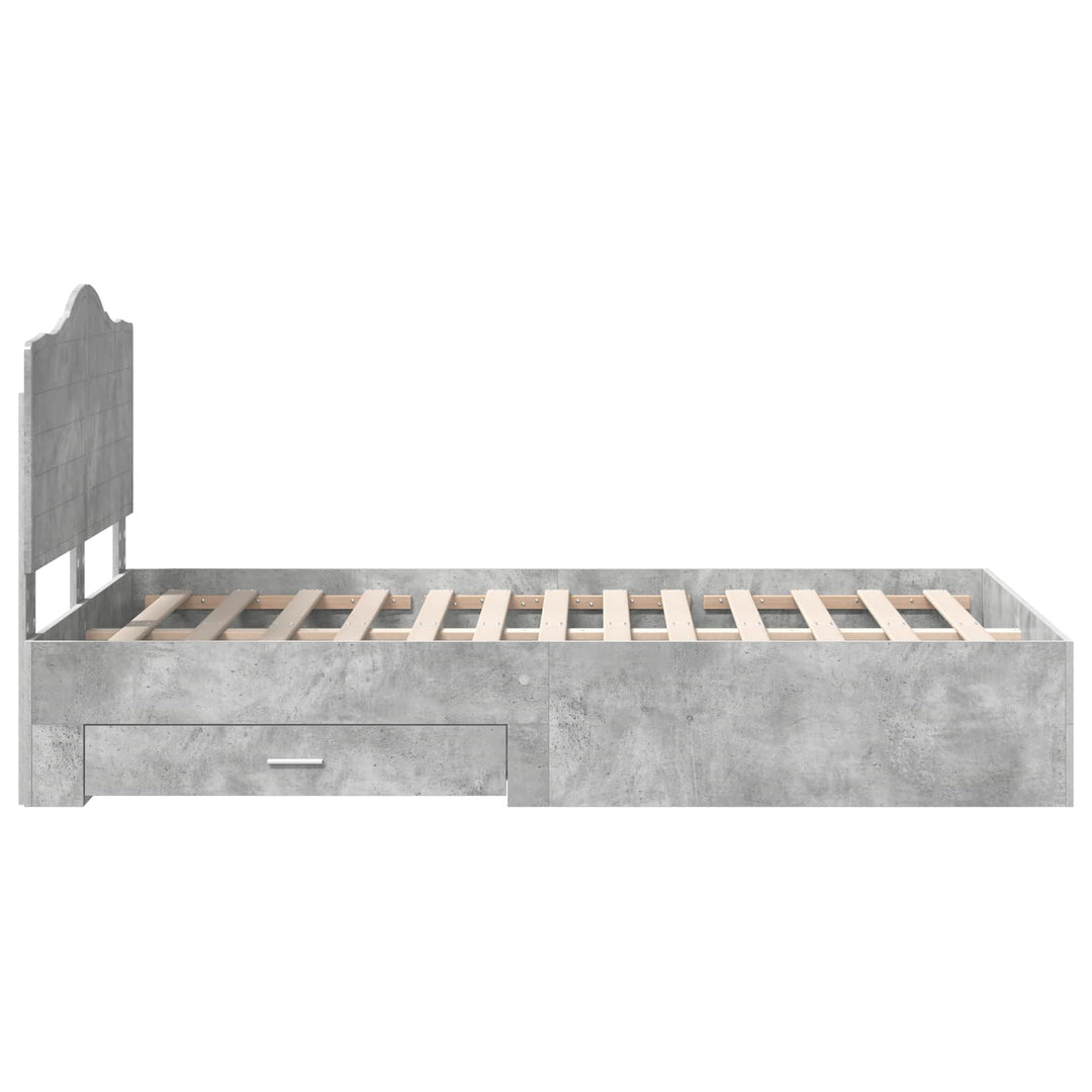 Sengestel med skuffe Beton Grå 120 x 200 cm Konstrueret træ