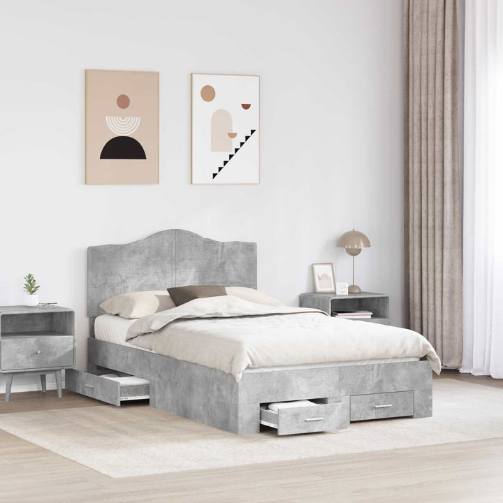 Sengestel med skuffe Beton Grå 120 x 190 cm Konstrueret træ