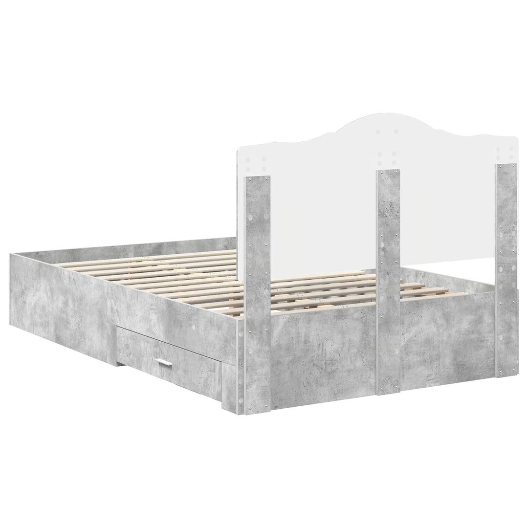 Sengestel med skuffe Beton Grå 120 x 190 cm Konstrueret træ