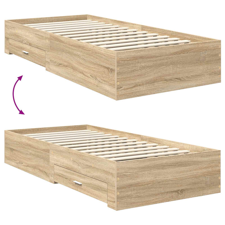 Sengestel med skuffe Sonoma eg 100 x 200 cm Konstrueret træ