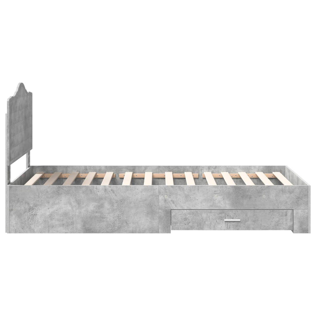 Sengestel med skuffe Beton Grå 100 x 200 cm Konstrueret træ
