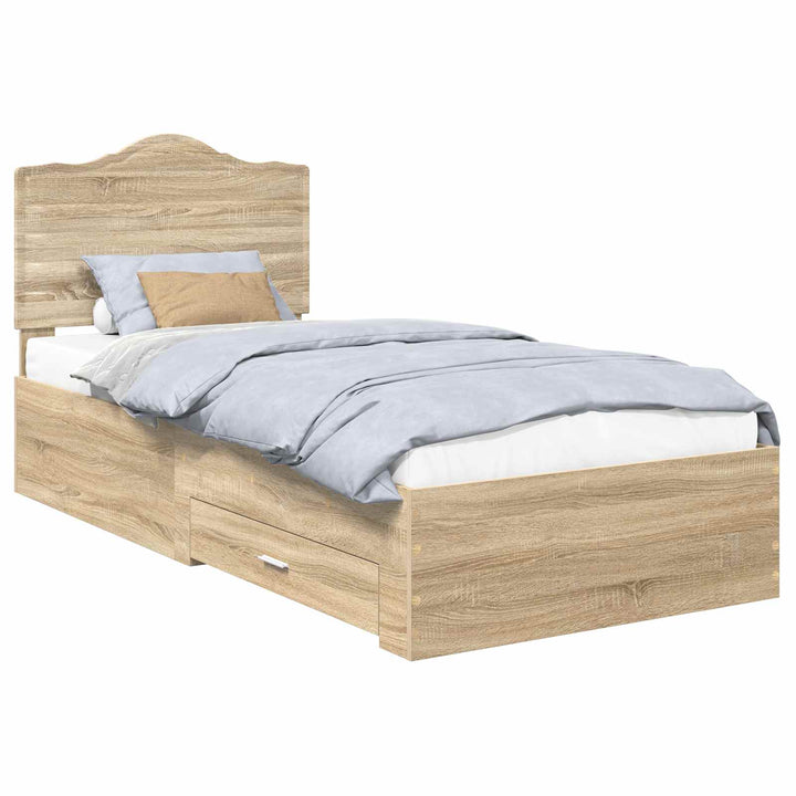 Sengestel med skuffe Sonoma eg 90 x 200 cm Konstrueret træ