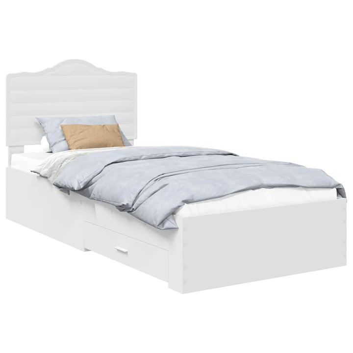 Sengestel med skuffe Hvid 90 x 190 cm Konstrueret træ