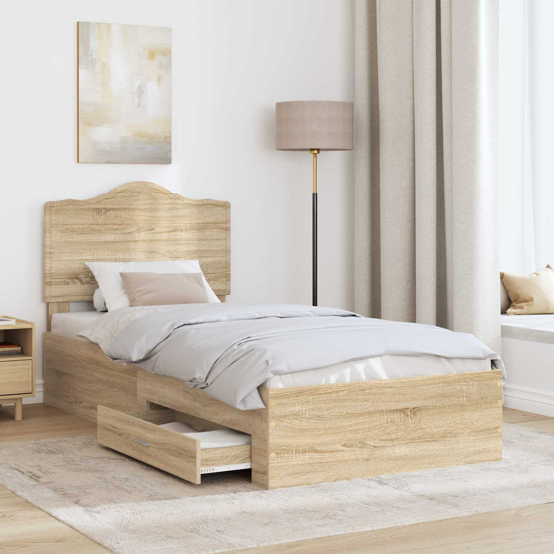 Sengestel med skuffe Sonoma eg 90 x 190 cm Konstrueret træ