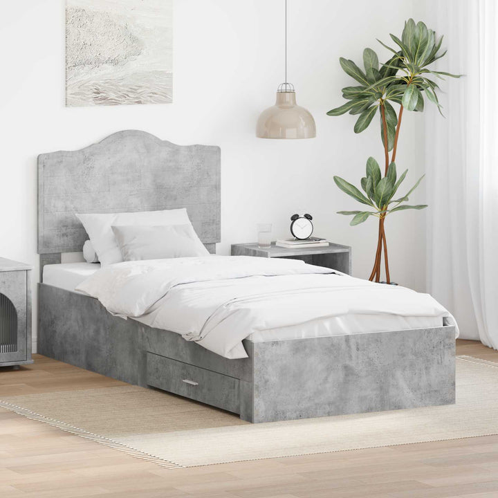 Sengestel med hovedgærde Beton Grå 90 x 190 cm Konstrueret træ