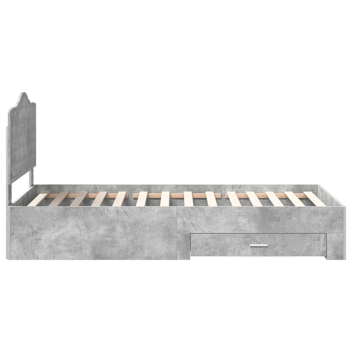 Sengestel med hovedgærde Beton Grå 90 x 190 cm Konstrueret træ