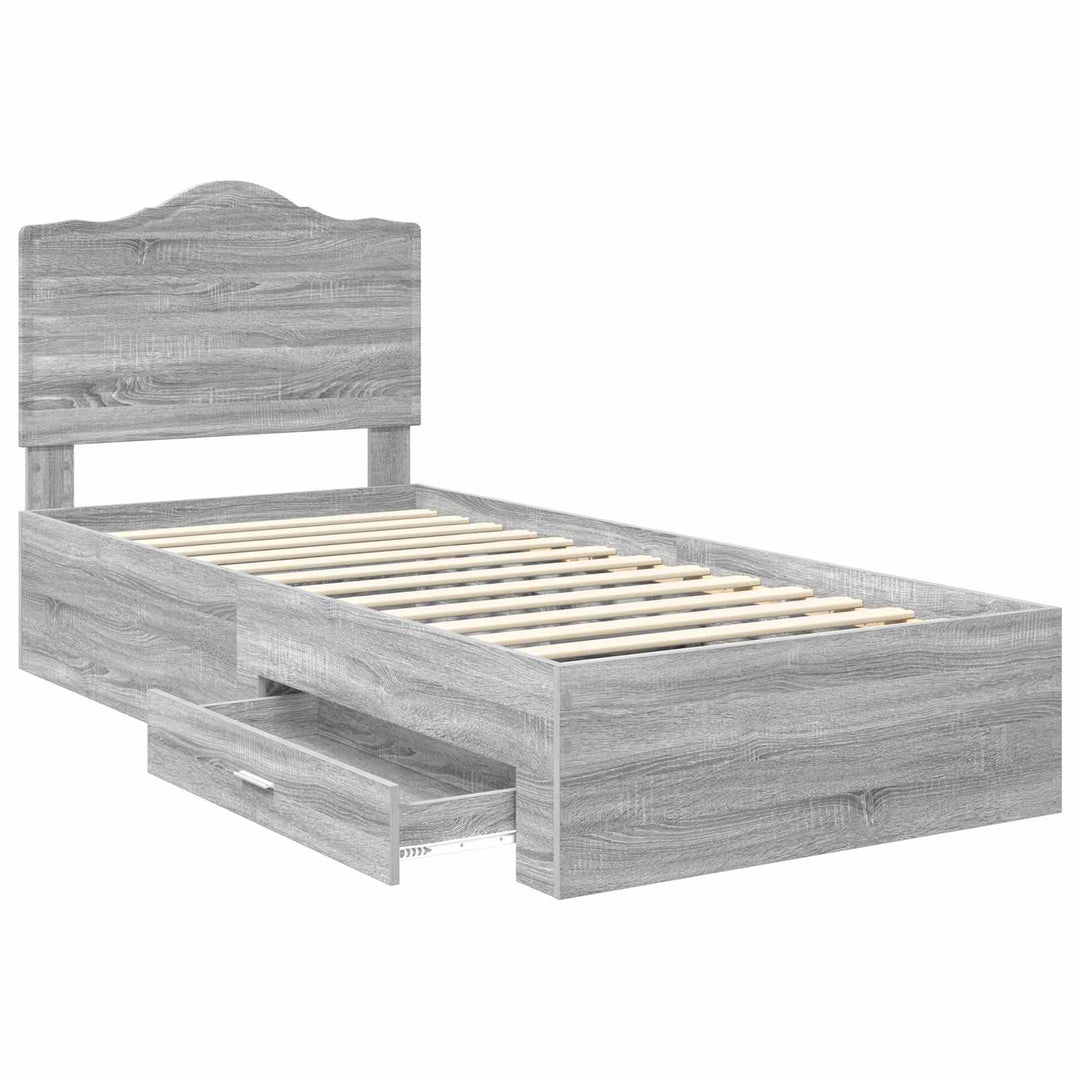 Sengestel med skuffe Grå Sonoma 90 x 190 cm Konstrueret træ