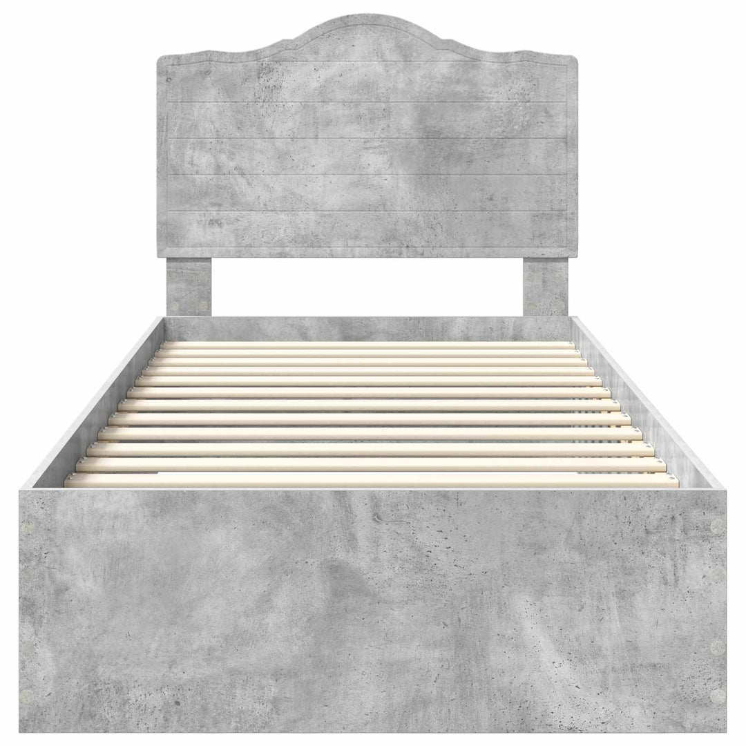 Sengestel med hovedgærde Beton Grå 70 x 190 cm Konstrueret træ