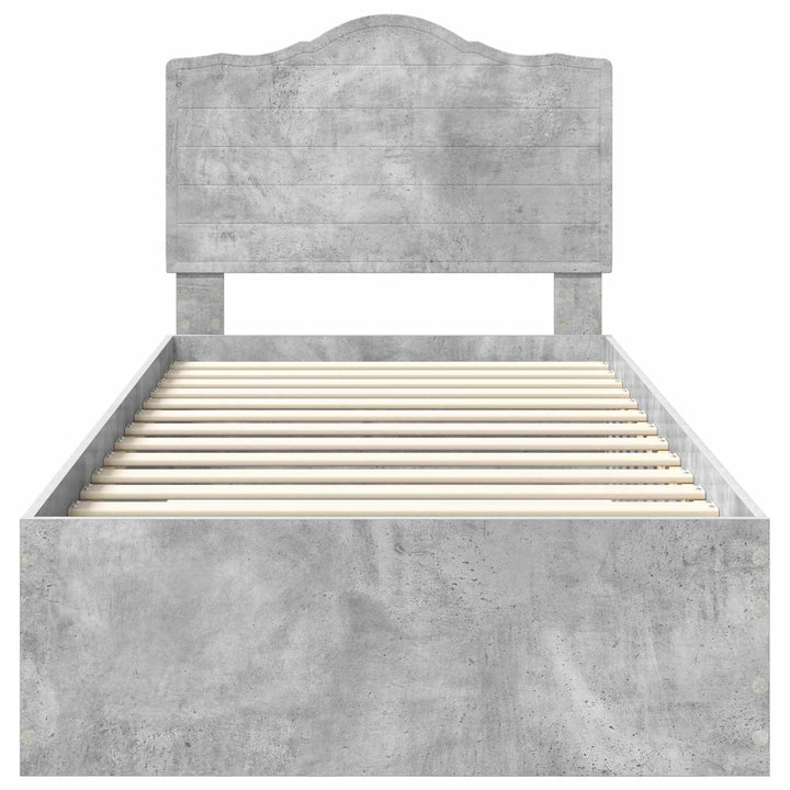 Sengestel med hovedgærde Beton Grå 70 x 190 cm Konstrueret træ