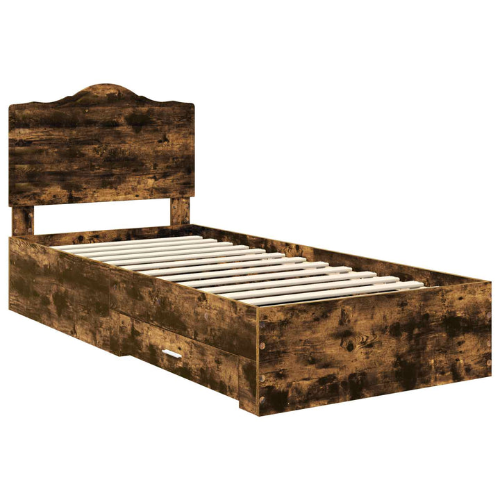 Sengestel med hovedgærde Røget eg 70 x 190 cm Konstrueret træ