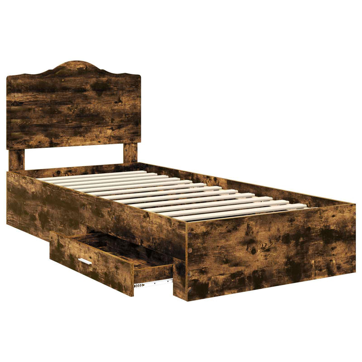 Sengestel med hovedgærde Røget eg 70 x 190 cm Konstrueret træ