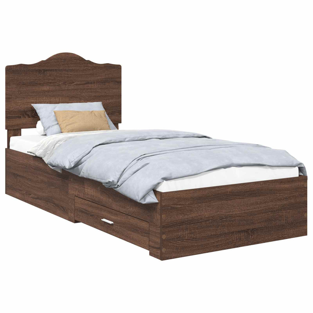 Sengestel med hovedgærde Brun eg 70 x 190 cm Konstrueret træ