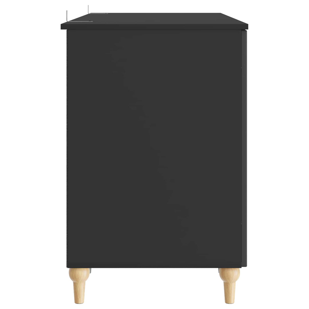 Bord med hylde med dør Sort 142,5 x 50 x 75 cm Konstrueret træ
