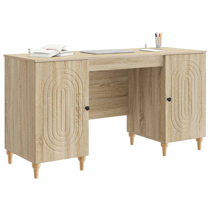 Bord med hylde Sonoma-eg 142,5 x 50 x 75 cm Konstrueret træ