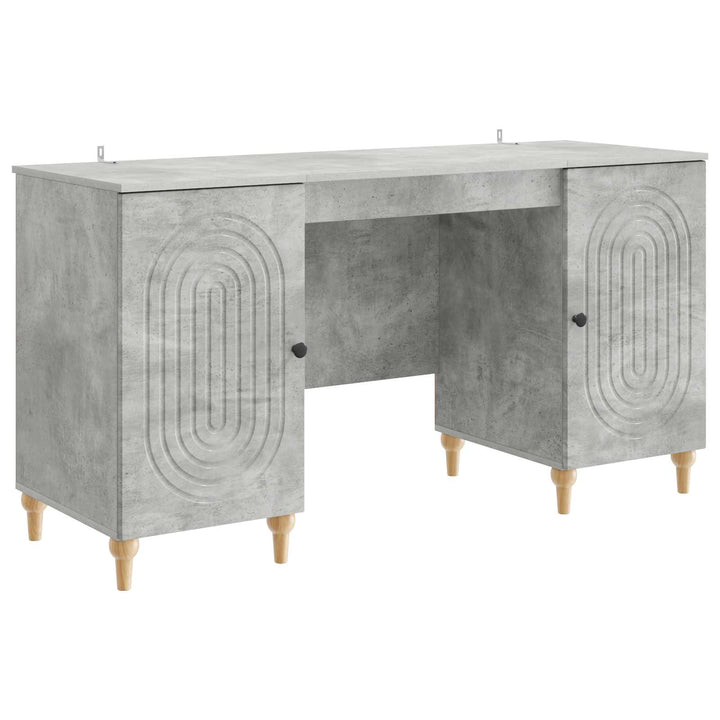 Bord med hylde Betongrå 142,5 x 50 x 75 cm Konstrueret træ